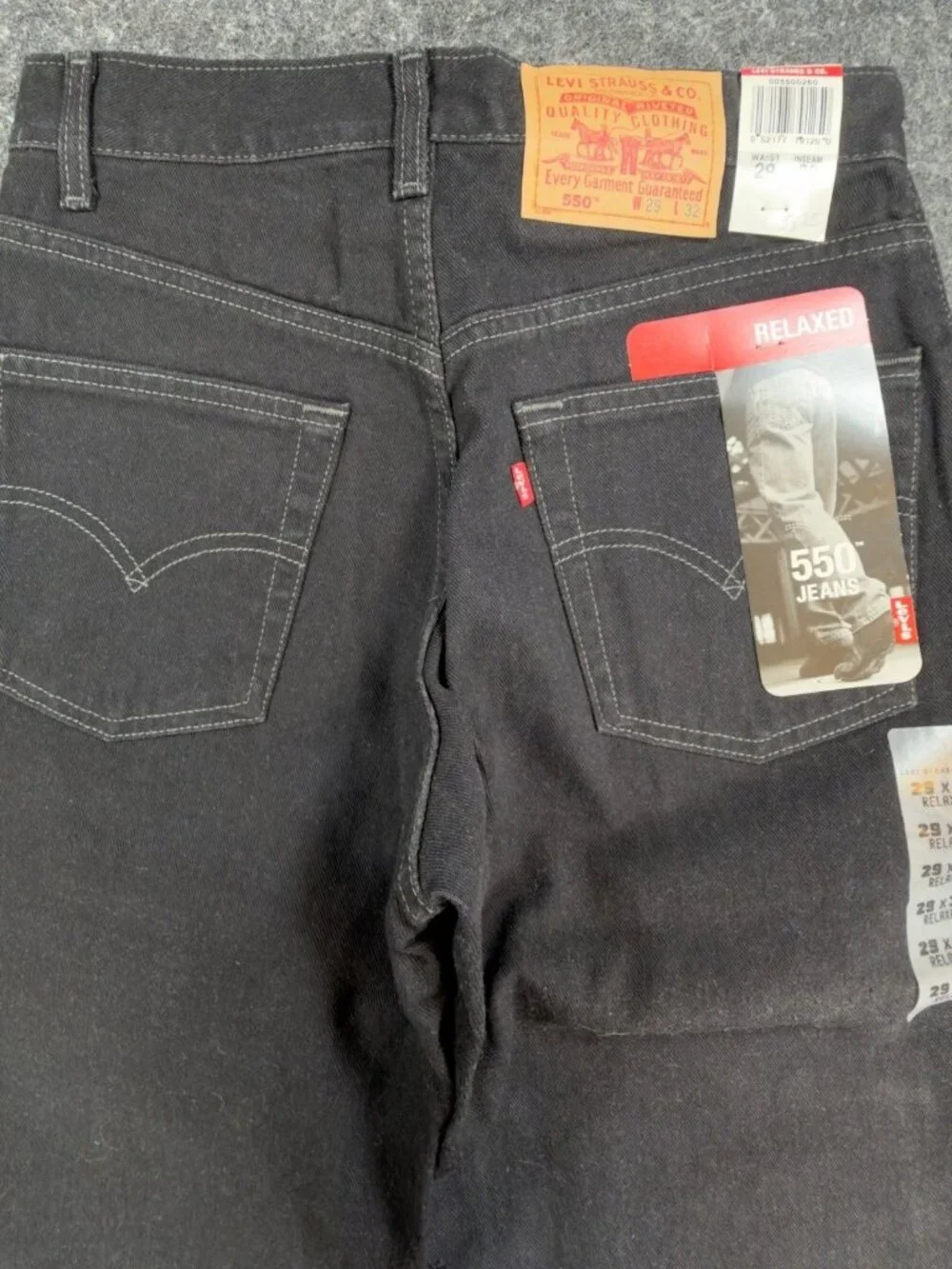 Levis 550 Jeans Mens 29x32 Black Cotton Relaxed Vintage 2003 Made in Canada NOS